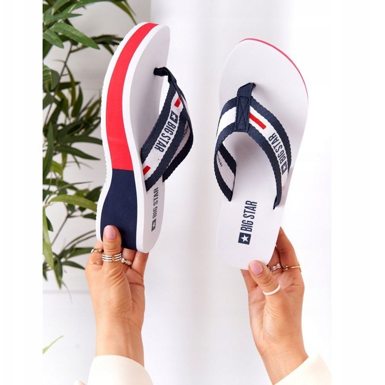 Ženske japanke na klin Big Star HH274A093 Bijele plava 2