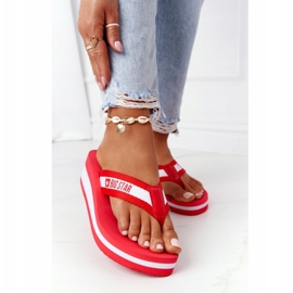 Ženske japanke na klin Big Star HH274A095 Crvena 2