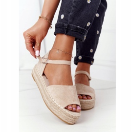 Bež sandale Megara na pletenoj platformi 2