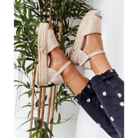 Bež sandale Megara na pletenoj platformi 1