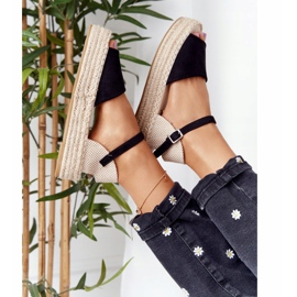 Crne Megara Crne sandale na pletenoj platformi bež crna 1