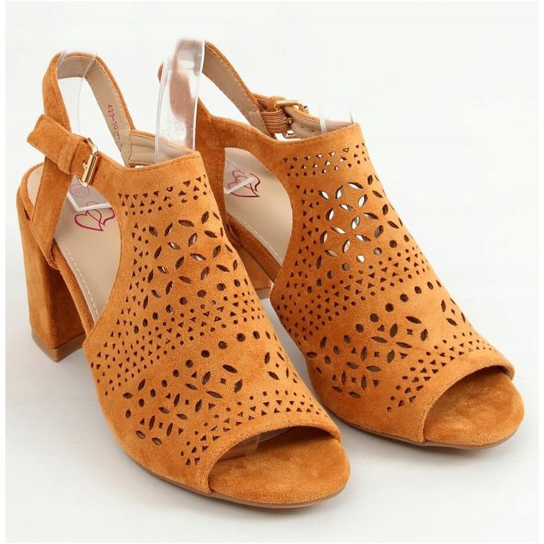 Sandale ažur visoke potpetice deva 429-10 Camel smeđa 1