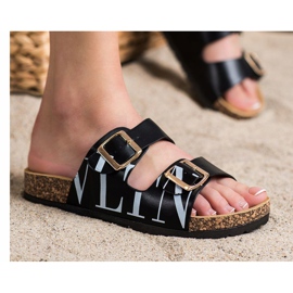 SHELOVET Udobne papuče od eko kože crno 1