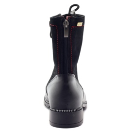 Kožne čizme za žene Kazkobut 2809 crne čizme crno crvena 3