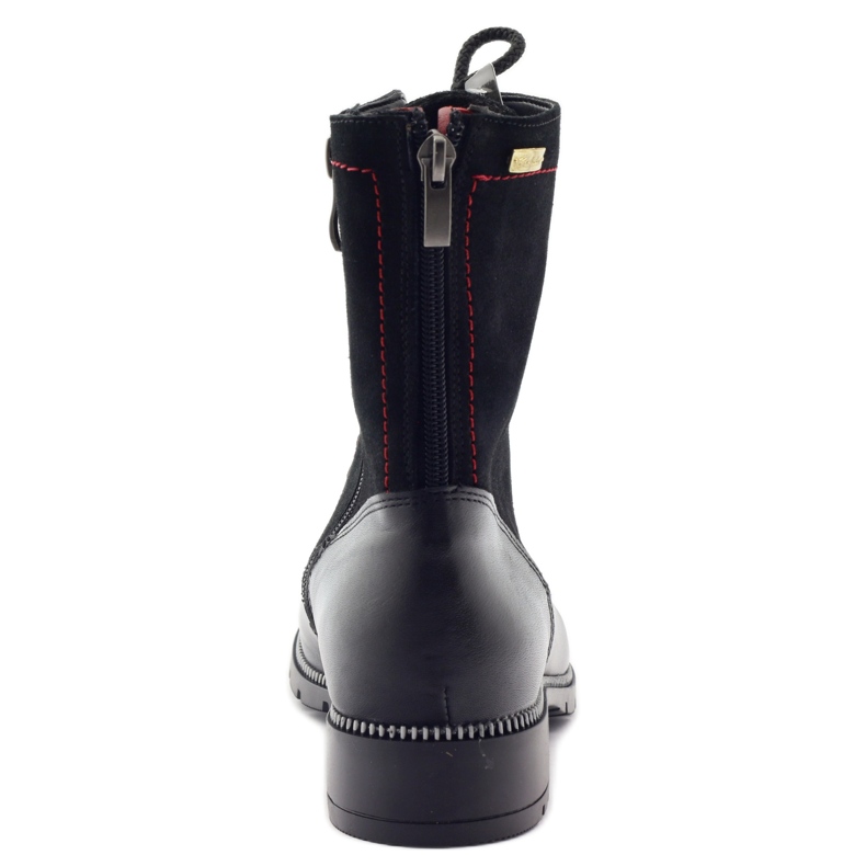 Kožne čizme za žene Kazkobut 2809 crne čizme crna crvena 3