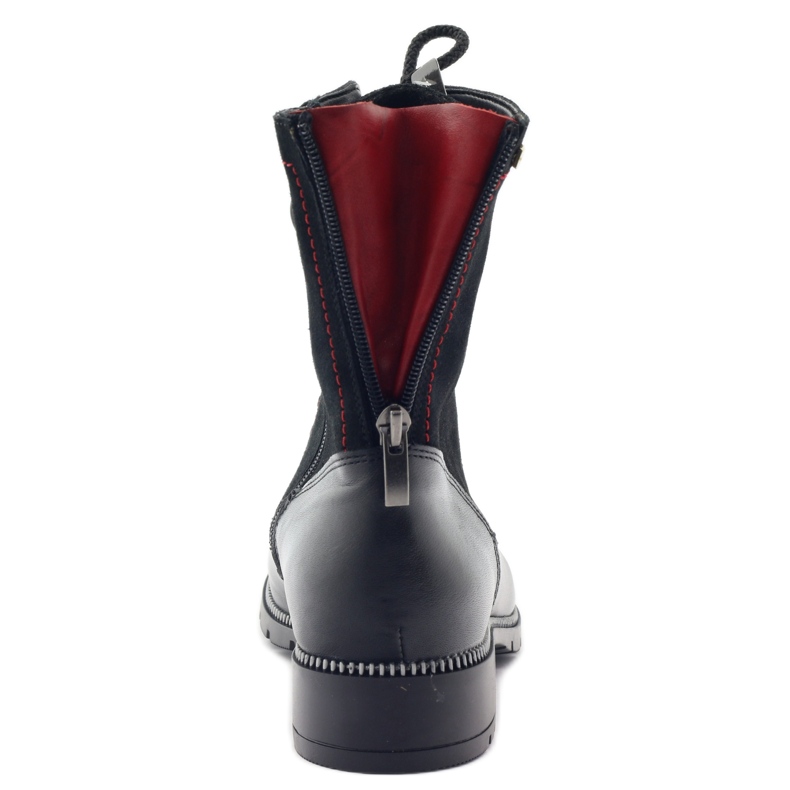 Kožne čizme za žene Kazkobut 2809 crne čizme crna crvena 4