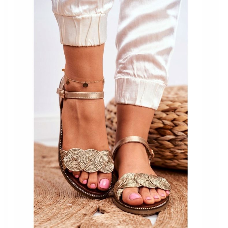 S.Barski Ženske sandale s ravnim zlatom Barski Humanity zlatna 2