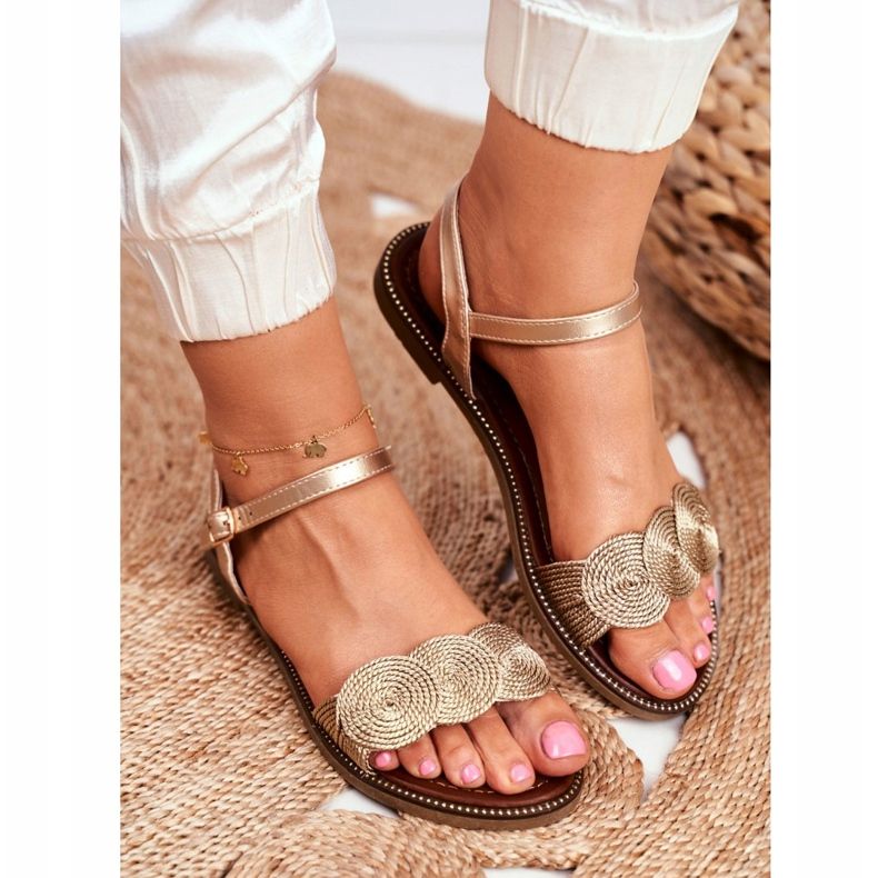 S.Barski Ženske sandale s ravnim zlatom Barski Humanity zlatni 3