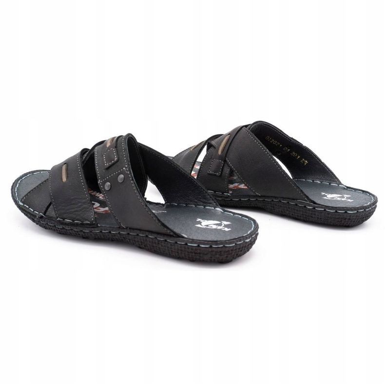 Kampol Muške kožne papuče 201/3 crne crno 4