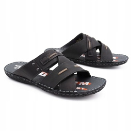 Kampol Muške kožne papuče 201/3 crne crna 3