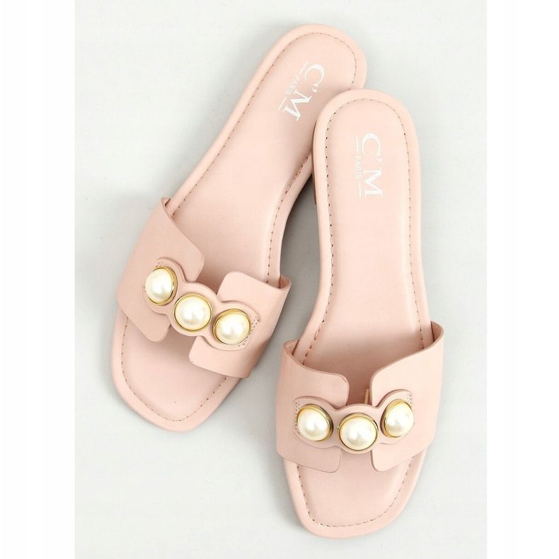 Papuče s biserima 55-37 Pink ružičasta 1