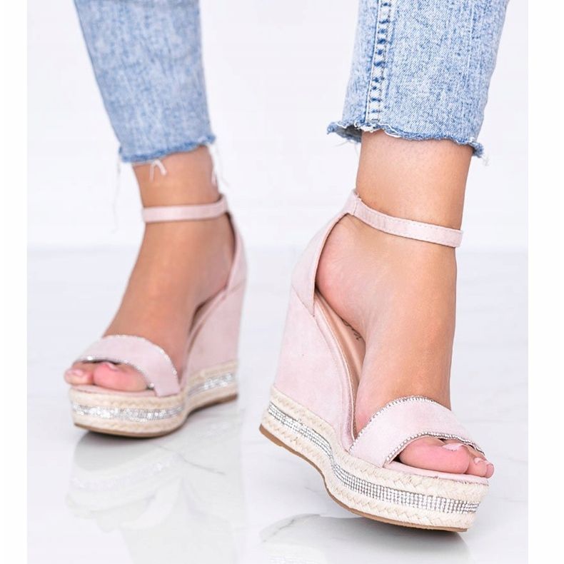 Bež sandale na klin s kubnim cirkonijem Sun Sparrow 1