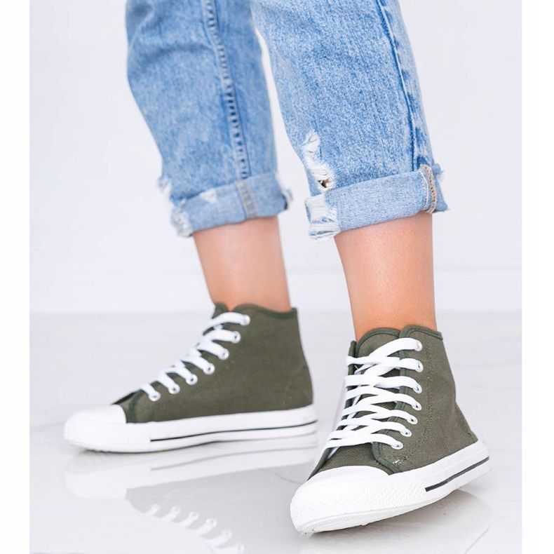 Zelene kaki ženske tenisice do gležnja Gampa zelena 1