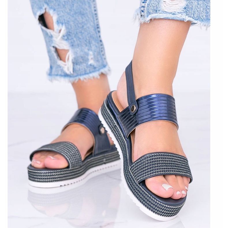 Tamnoplave sandale na zdepastom potplatu Senorita mornarsko plava 1