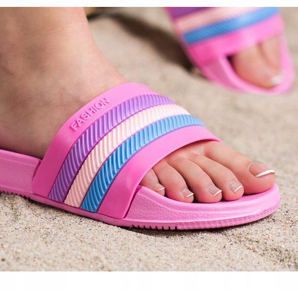 Bona Papuče sa šarenim prugama ružičasta 2