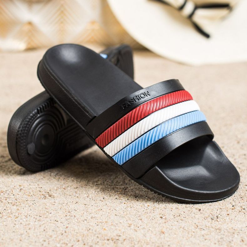 Bona Papuče sa šarenim prugama crno 1