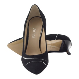 Ženske pumpe na štikli Anis 4474 crne crna srebro 3