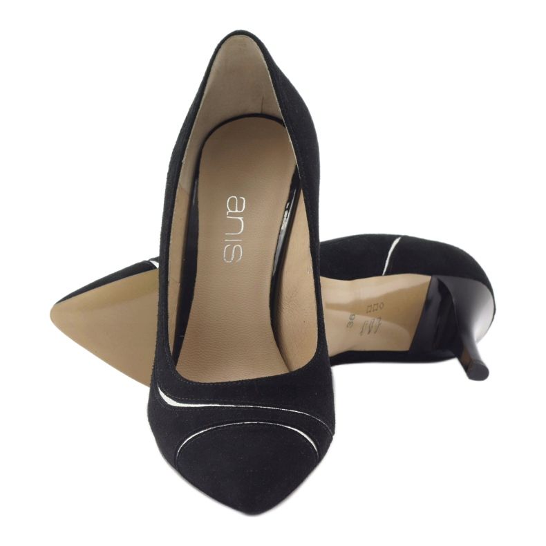 Ženske pumpe na štikli Anis 4474 crne crna srebro 3