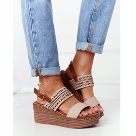 S.Barski Ažur sandale na klin S. Barski GD-47 Bež 1