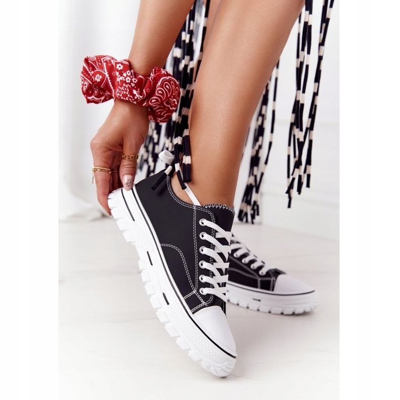 Ženske klasične tenisice crne Osjećaj se dobro bijela crno 2