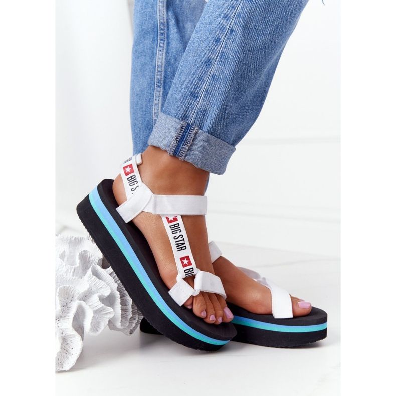 Sandale od pjene na crno -bijeloj platformi Big Star HH274A087 bijela 2