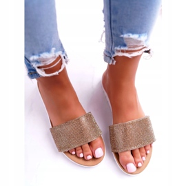 Lu Boo ženske zlatne papuče sa šljokicama zlatna 3