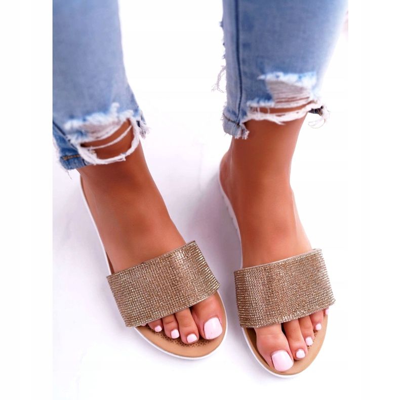 Lu Boo ženske zlatne papuče sa šljokicama zlatni 3