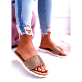 Lu Boo ženske zlatne papuče sa šljokicama zlatna 2