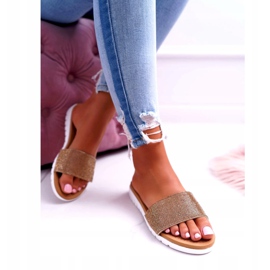 Lu Boo ženske zlatne papuče sa šljokicama zlatna 1