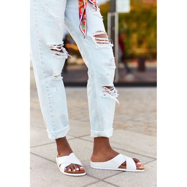 Kožne profilirane papuče Big Star HH274647 Bijela 1