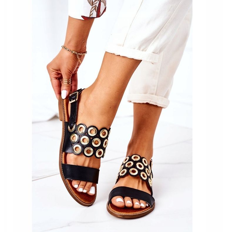 Lewski Shoes Kožne otvorene sandale Lewski Cipele 3042 Crna crno 2