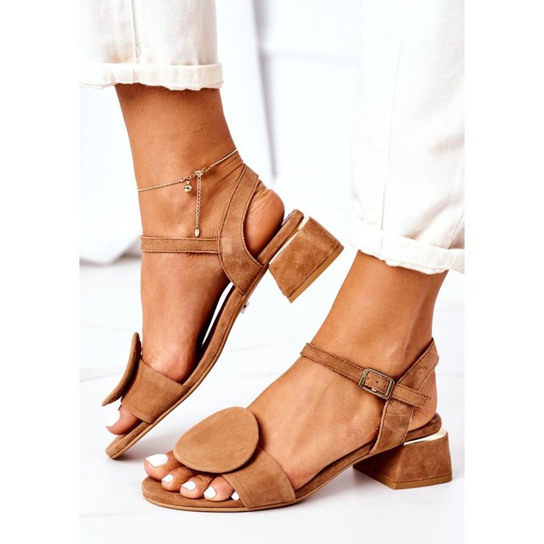 Suede sandale na visoku petu Maciejka 5198A-29 Red smeđa 2