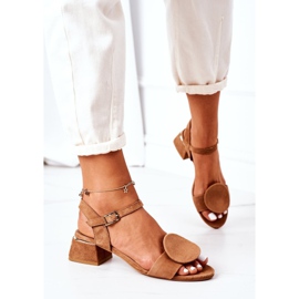 Suede sandale na visoku petu Maciejka 5198A-29 Red smeđa 1