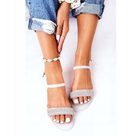 LU BOO Gumene sandale sa sjajnim bijelim vremenom za plažu bijela 1