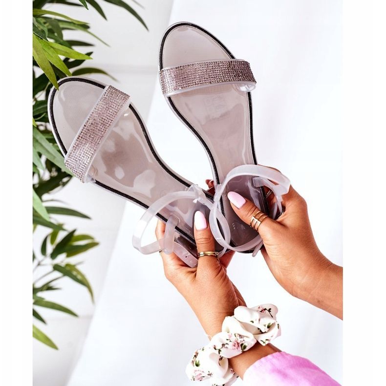 LU BOO Gumene sandale sa sivim sjajem Vrijeme za plažu srebro siva 2