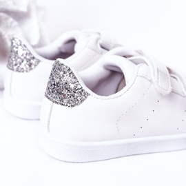 Dječje tenisice s čičak bijelom i srebrnom slatkom djevojčicom bijela 1