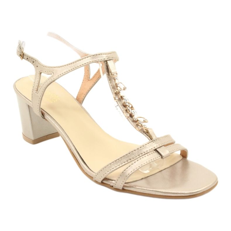 Zlatne sandale na postolju sa cirkonom Espinto S352 zlatni 2