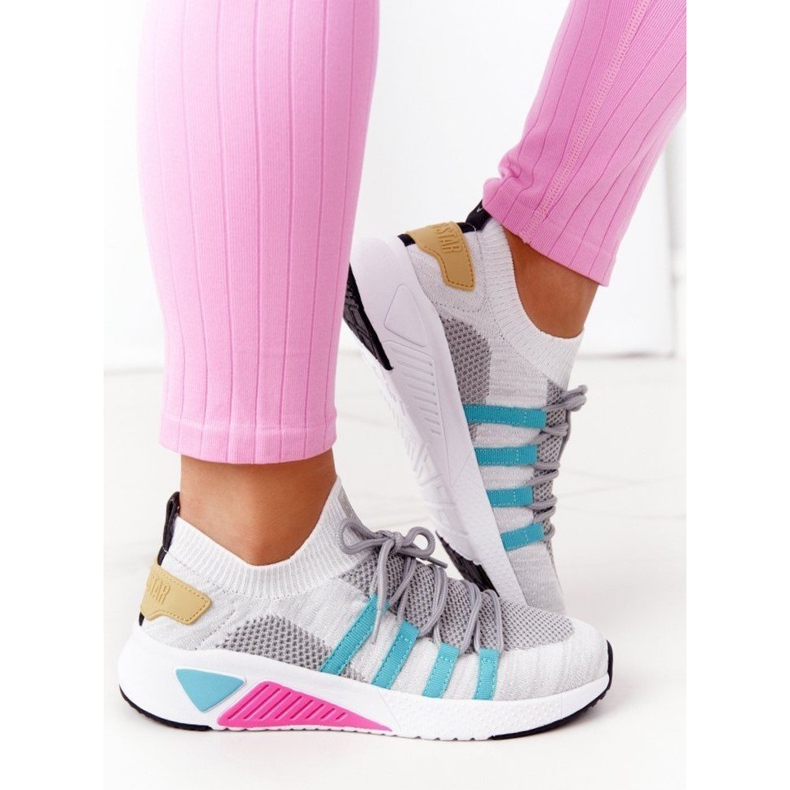 Ženske sportske cipele Memory Foam Big Star HH274531 Bijelo-siva bijela višebojan 2