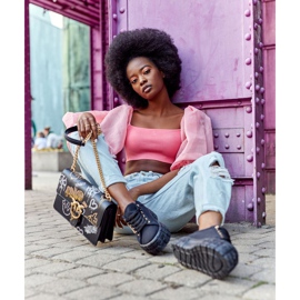 Ženske tenisice na životnoj platformi Black Big City crna 2