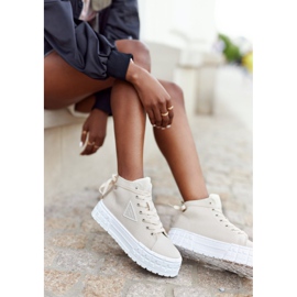 Ženske visoke tenisice na bež platformi Manhattan 2