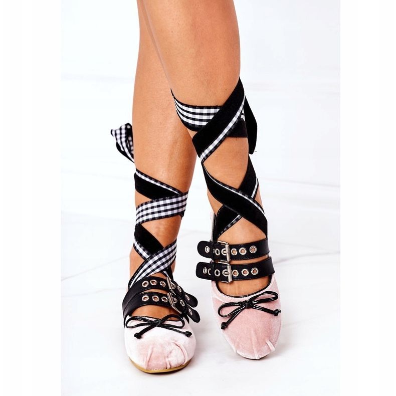 Vezane velur balerine Lu Boo Pink ružičasta 2