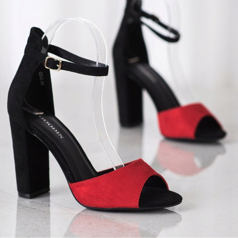 Goodin Sandale od antilopa na šanku crno crvena 1