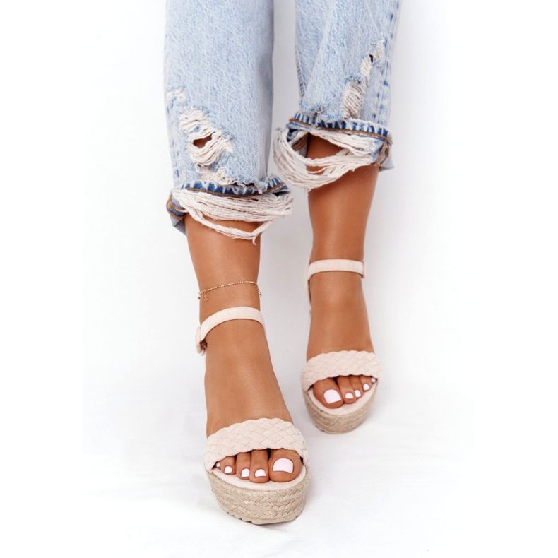 PS1 Bež balearske sandale na klin 4