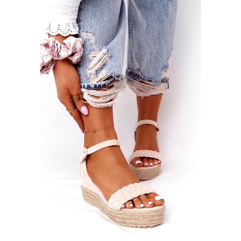 PS1 Bež balearske sandale na klin 1