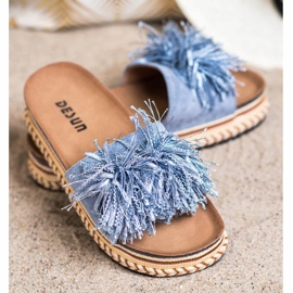 SHELOVET Modne papuče s resama plava 2