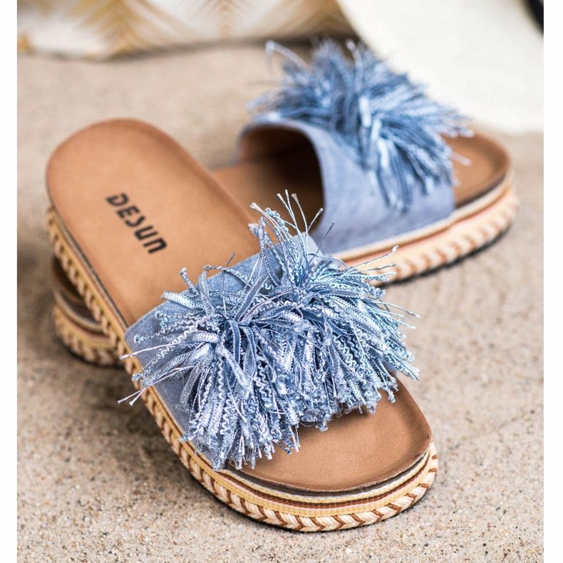 SHELOVET Modne papuče s resama plava 2