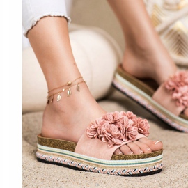 SHELOVET Papuče na platformi s ukrasom ružičasta 1