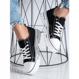 SHELOVET Tenisice s eko kožom na platformi crna 2