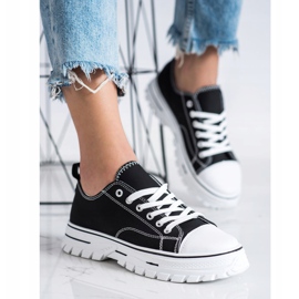 SHELOVET Tenisice s eko kožom na platformi crna 1