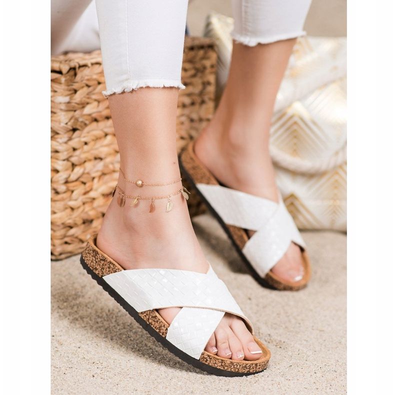 Bona Udobne papuče od eko kože bijela 1